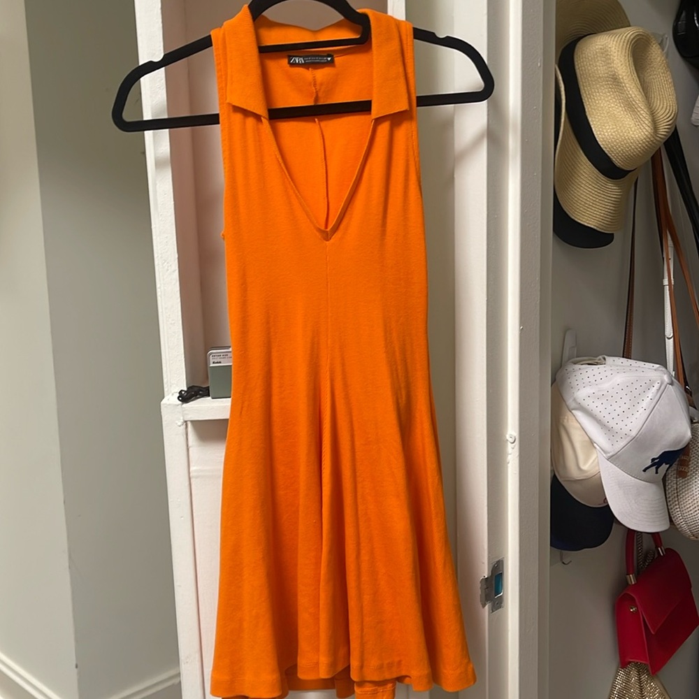 Zara orange skater dress